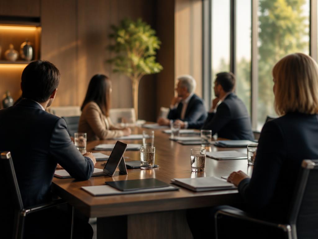 Reunião de conselho para implementação e governança